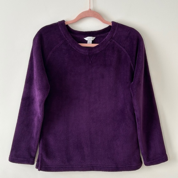 Charter Club Purple Plush Fleece Crewneck Top - Picture 1 of 16